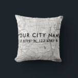Make Your Own Personalized City Map Template Throw Pillow<br><div class="desc">Easy to use pillow template. Use this template to design your own personalized black and white throw pillow with your hometown or city map, name and coordinates. You can upload your own map (template image is 3000 x 3000), enter your city and/or state and personalize with your coordinates using the...</div>
