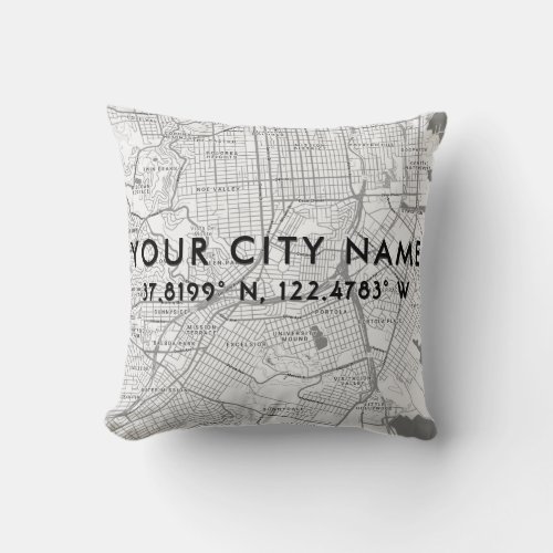 Make Your Own Personalized City Map Template Throw Pillow