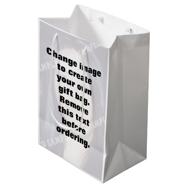 Make your own personalized photo medium gift bag (Front Angled)