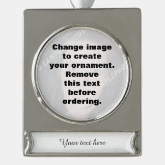 Make your own personalized photo silver plated banner ornament