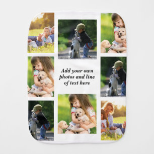 Make your own photo collage and text baby burp cloth