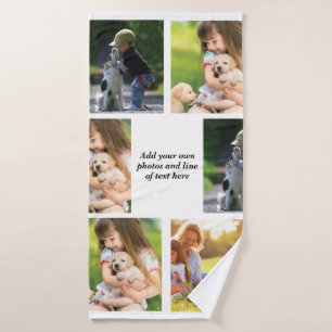 Make your own photo collage and text   bath towel