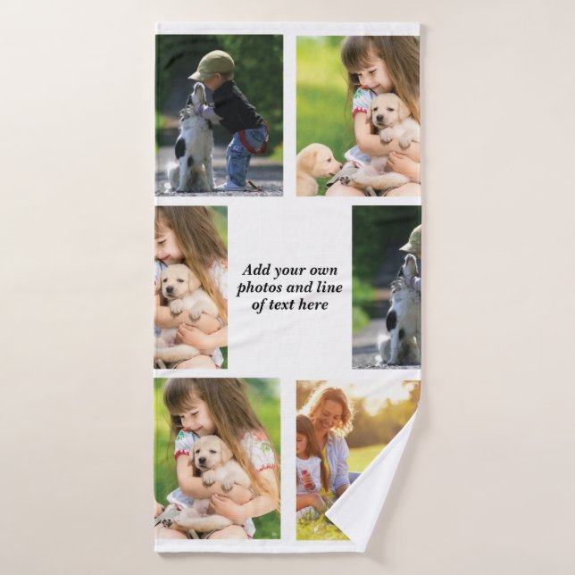 Make your own photo collage and text   bath towel (Bath Towel)