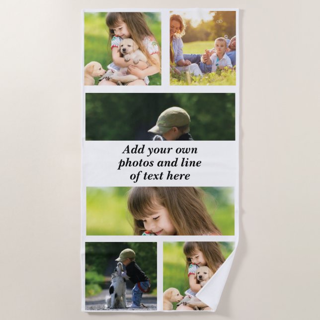 Make your own photo collage and text  beach towel (Front)