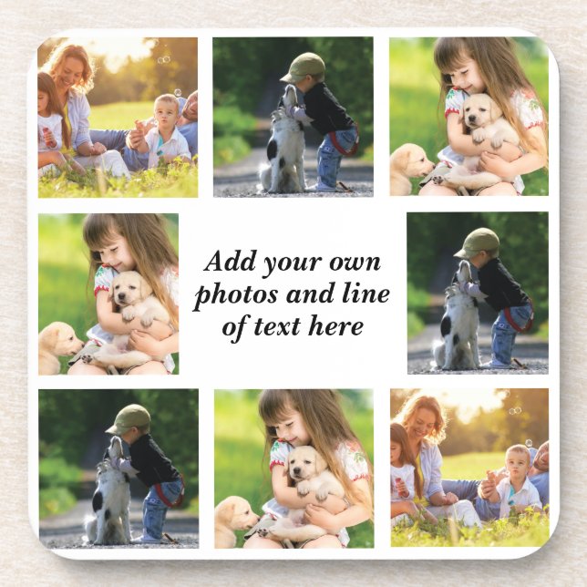 Make your own photo collage and text beverage coaster (Front)