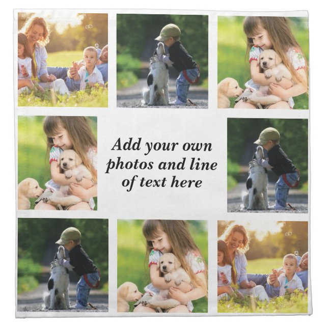 Make your own photo collage and text  cloth napkin (Front)