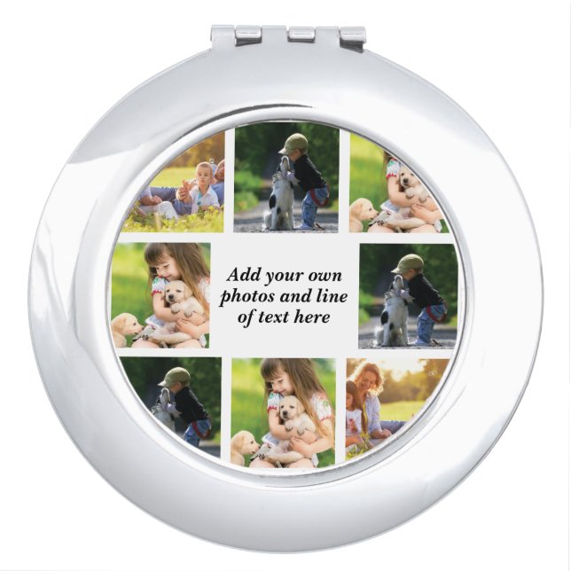 Make your own photo collage and text  compact mirror (Front)