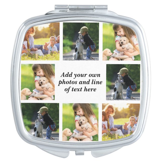 Make your own photo collage and text  compact mirror (Front)
