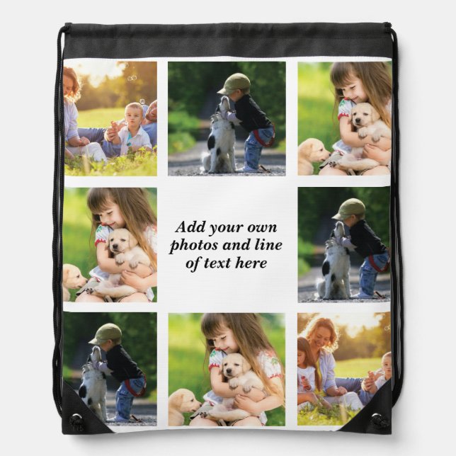Make your own photo collage and text  drawstring bag (Front)