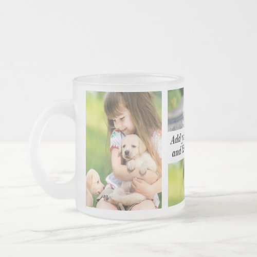 Make your own photo collage and text  frosted glass coffee mug