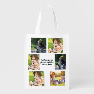 Make your own photo collage and text  grocery bag