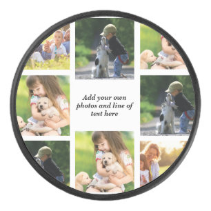 Make your own photo collage and text hockey puck