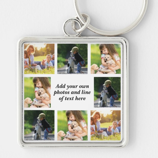 Make your own photo collage and text  keychain (Front)