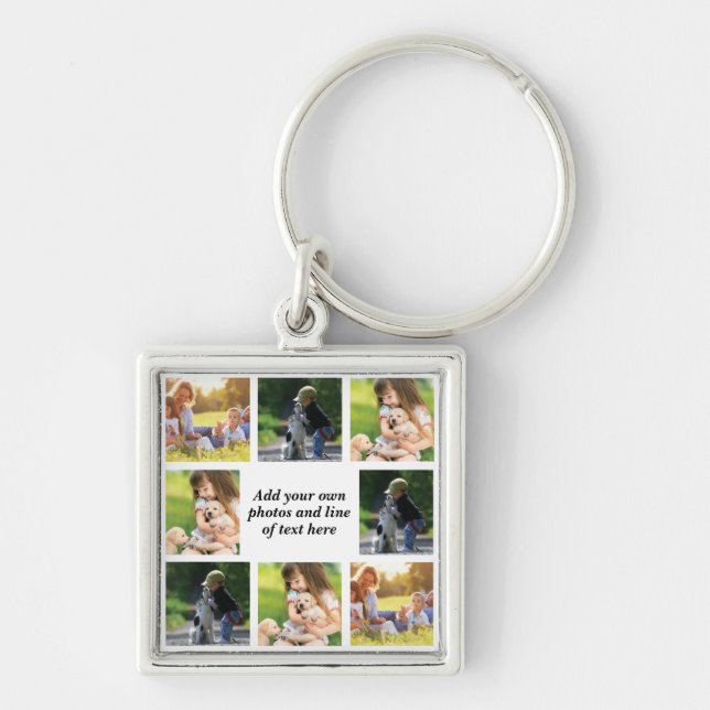 Make your own photo collage and text  keychain (Front)