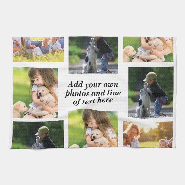 Make your own photo collage and text   kitchen towel (Horizontal)