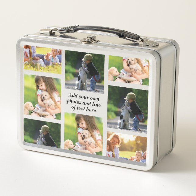 Make your own photo collage and text  metal lunch box (Front)