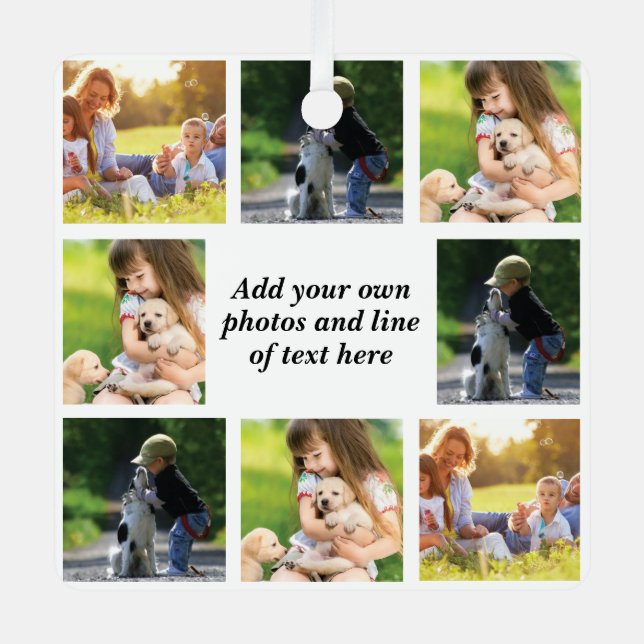 Make your own photo collage and text  metal ornament (Front)