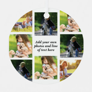 Make your own photo collage and text  metal ornament