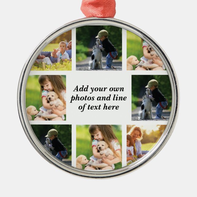 Make your own photo collage and text  metal ornament (Front)