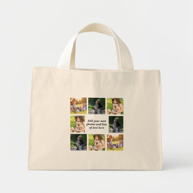 Make your own photo collage and text  mini tote bag (Front)
