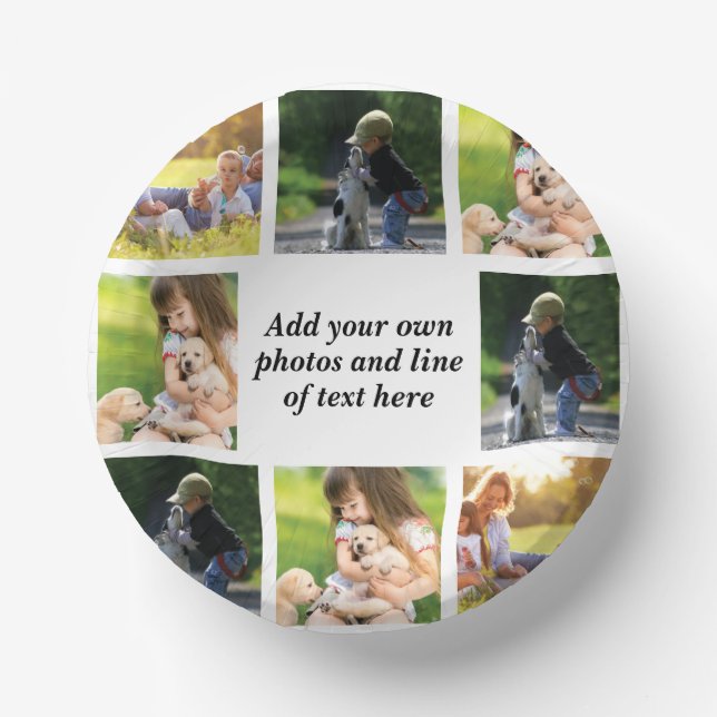 Make your own photo collage and text  paper bowls (Front)
