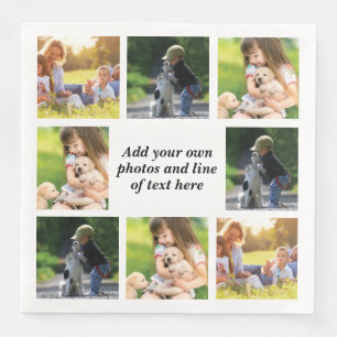 Make your own photo collage and text paper dinner napkins