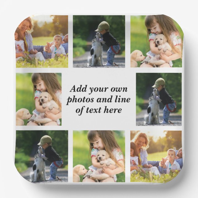 Make your own photo collage and text paper plates (Front)