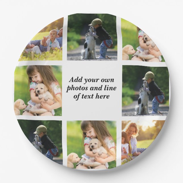 Make your own photo collage and text  paper plates (Front)