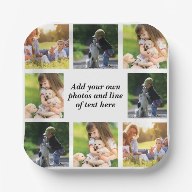 Make your own photo collage and text  paper plates (Front)