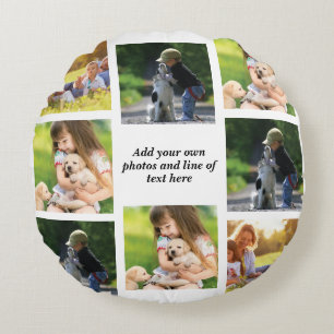 Make your own photo collage and text round pillow