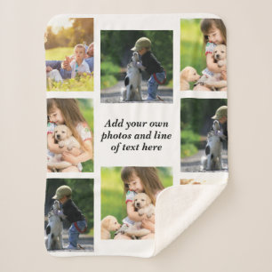 Make your own photo collage and text sherpa blanket