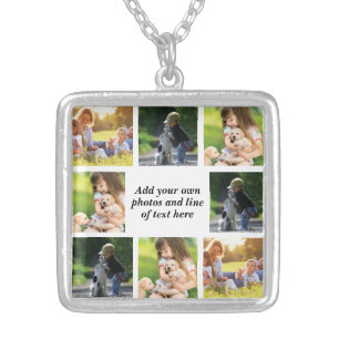 Make your own photo collage and text silver plated necklace