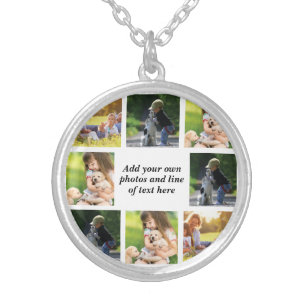 Make your own photo collage and text silver plated necklace