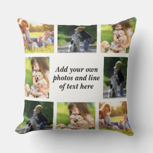 Make your own photo collage and text  throw pillow