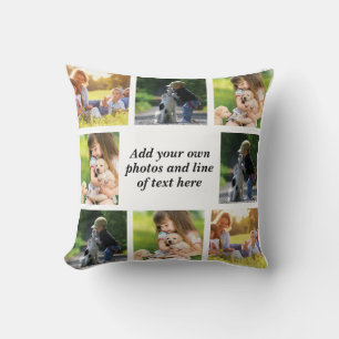 Make your own photo collage and text throw pillow