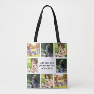 Make your own photo collage and text tote bag