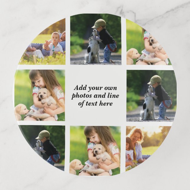 Make your own photo collage and text  trinket tray (Front)