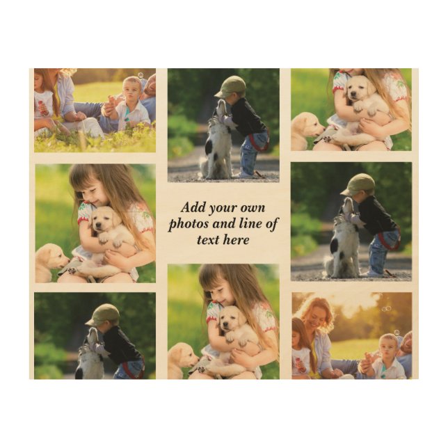 Make your own photo collage and text wood wall art (Front)