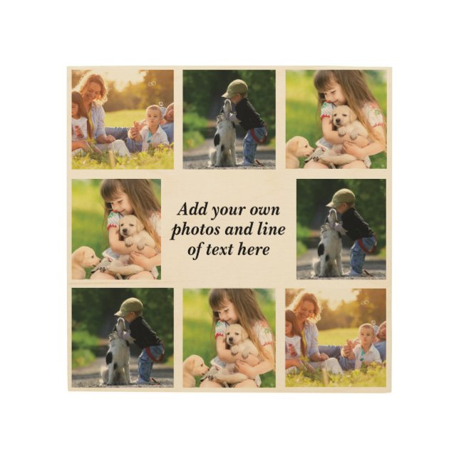 Make your own photo collage and text  wood wall art (Front)