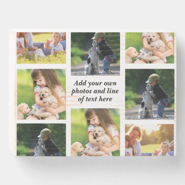 Make your own photo collage and text  wooden box sign (Front Horizontal)