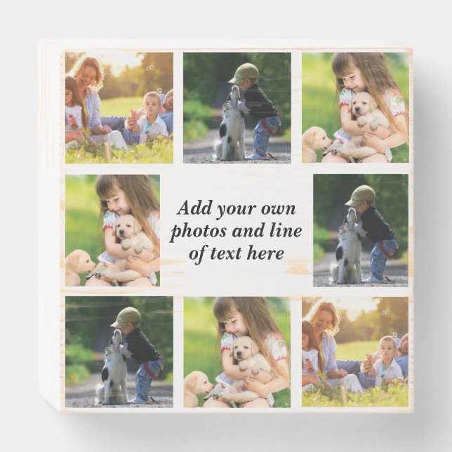 Make your own photo collage and text  wooden box sign (Front Horizontal)