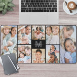 Make Your Own Photo Collage Desk Mat<br><div class="desc">Personalized Initial Name Monogram Photo Collage Desk Mat. Add a personal and stylish touch to your workspace with this custom desk mat, perfect as an office accessory or extra-large mouse pad for your work-from-home setup. The design features a bold black background with a refined monogram in the center—a gray initial...</div>