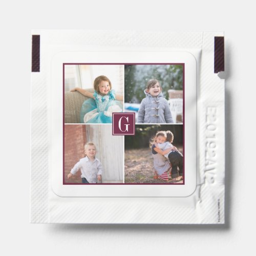 Make your own photo_collage monogram burgundy hand sanitizer packet