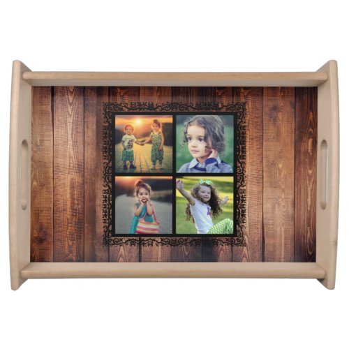 Make your own photo collage rustic barn wood serving tray