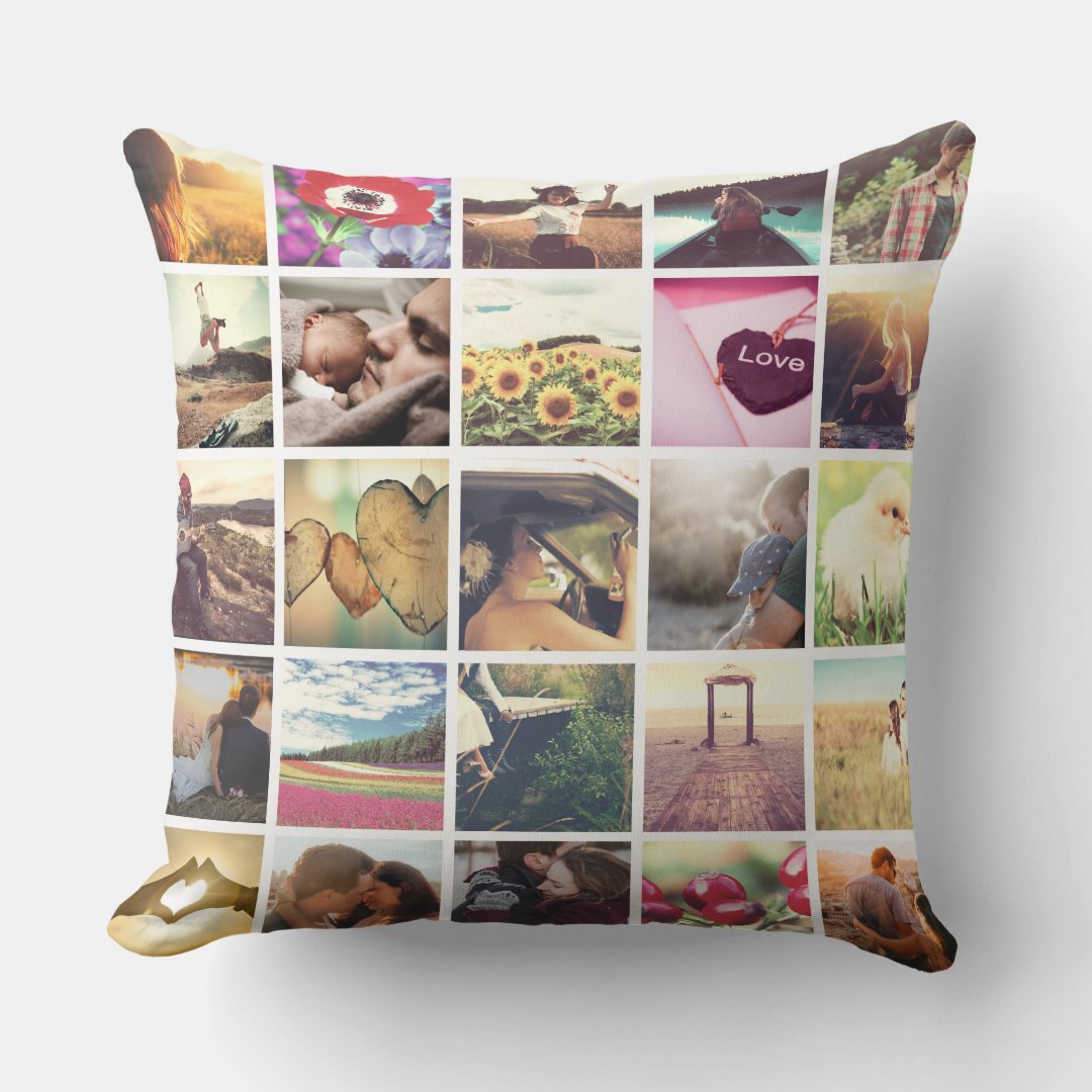 Make your own photo collage throw pillow | Zazzle