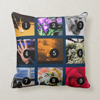 Make Your Own Photo collage with 9 images Throw Pillow