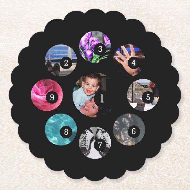Make your own photo decor easily with 9 images paper coaster (Front)