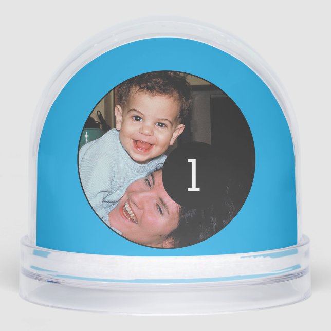 Make Your Own photo globe two pictures Blue Snow Globe (Front)