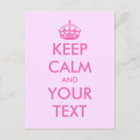Make your own pink Keep calm text postcards