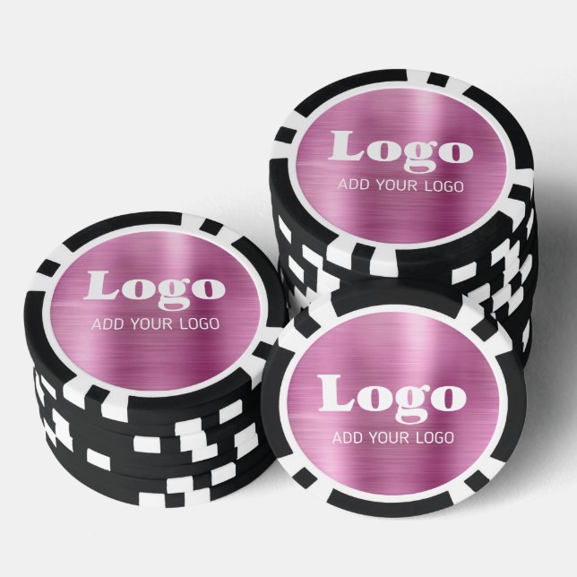 Make Your Own Pink Metallic Style Business Logo Poker Chips (Stack)
